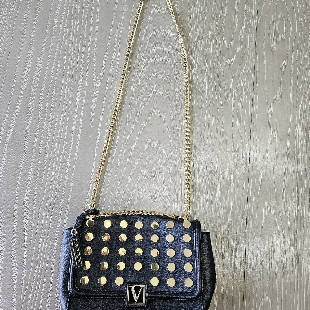 Victoria's Secret Black and Gold Chain Shoulder Bag